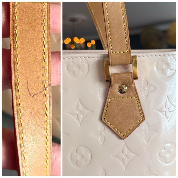 💥SOLD💥 LOUIS VUITTON Classic ‘Marshmallow’ Vernis LV Monogram Houston Tote Bag - Picture 4 of 12